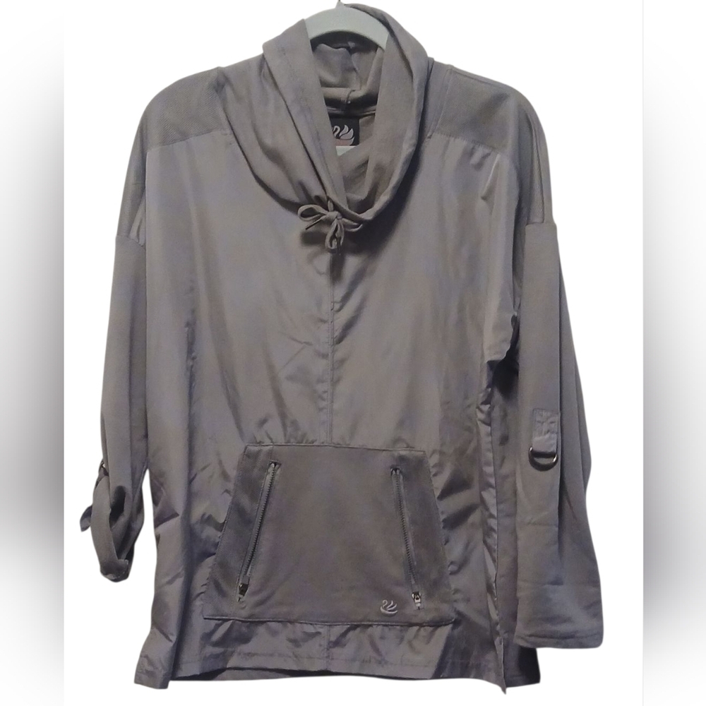 Gloria Vanderbilt - NWT, Gray Sports Warm-up Pullover Jacket W/ Roll tab...